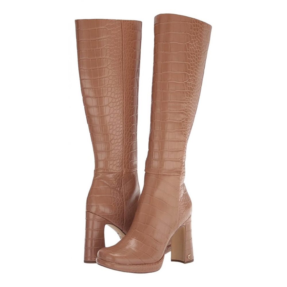 Croc platform square toe boots